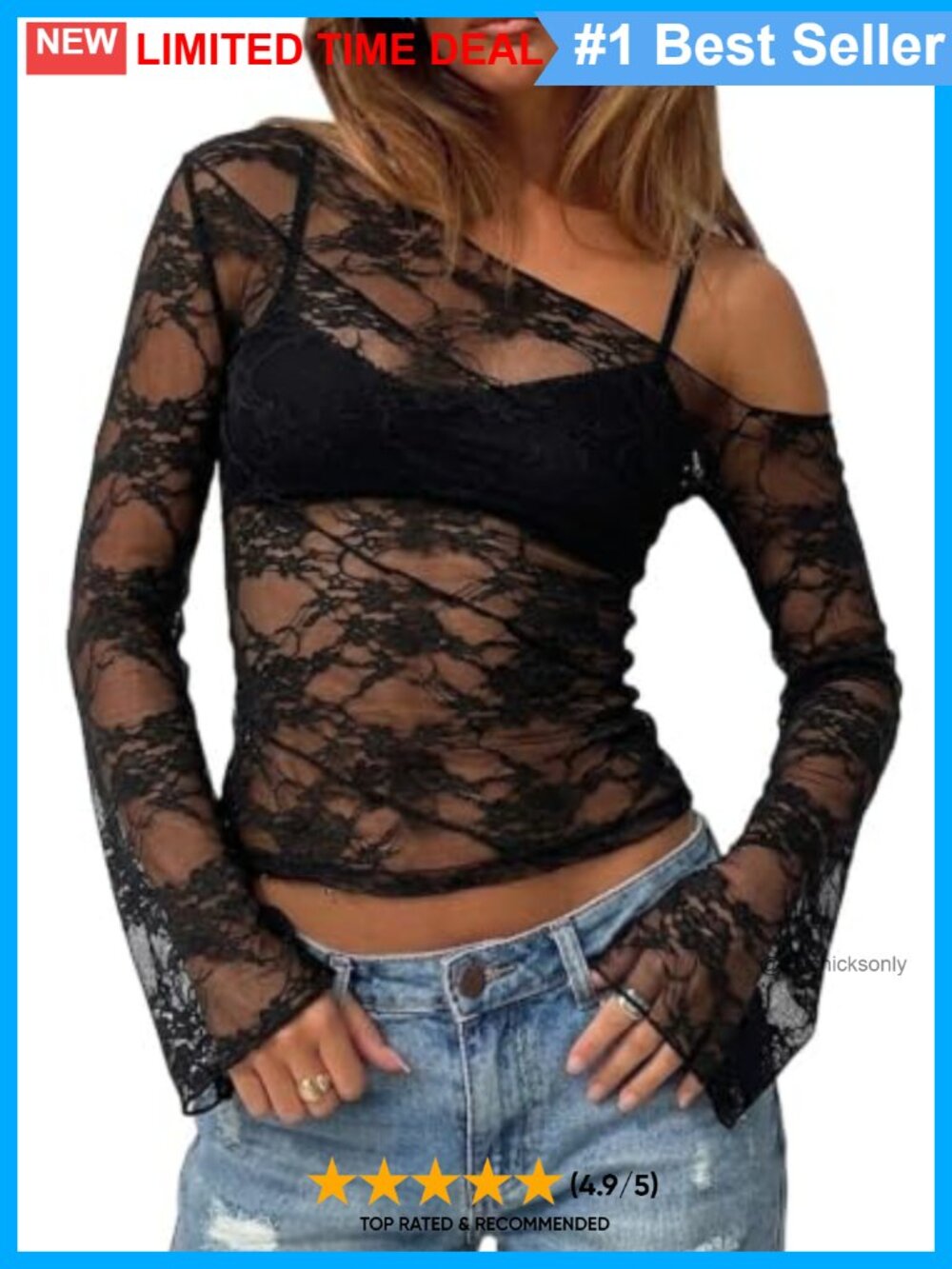 Off The Shoulder Long Sleeve Lace Mesh Top Slim Fit Y2K Going Out Shirt